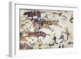 Battle of Little Bighorn, Montana, USA, 25-26 June 1876 (c1900)-Amos Bad Heart Buffalo-Framed Giclee Print