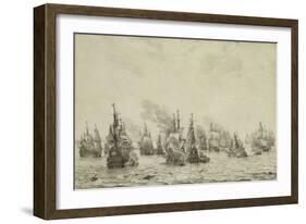 Battle of Livorno or Leghorn-Willem van de Velde-Framed Art Print