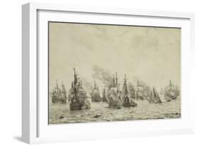 Battle of Livorno or Leghorn-Willem van de Velde-Framed Art Print