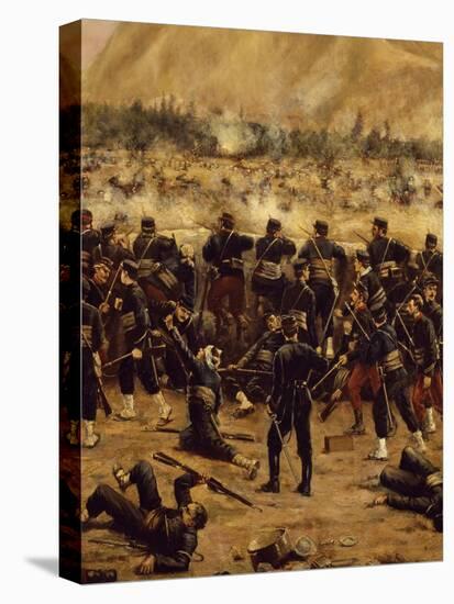 Battle of Miraflores, Peruvian Soldiers Defending Lima from Advance of Chilean Army-Juan Manuel Blanes-Stretched Canvas