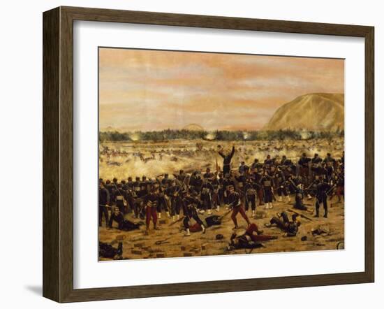 Battle of Miraflores, Peruvian Soldiers Defending Lima from the Advance of the Chilean Army-Juan Manuel Blanes-Framed Giclee Print