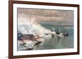 Battle of Mobile Bay, Pub L Prang & Co. (Colour Litho)-Thure De Thulstrup-Framed Giclee Print