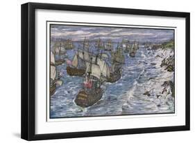 Battle of Quiberon Bay Hawke Drives a French Fleet Under Conflans into Quiberon Bay-Henry Justice Ford-Framed Art Print