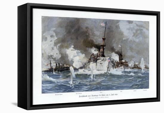 Battle of Santiago De Cuba, 3 July 1898-Willy Stower-Framed Stretched Canvas