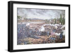 Battle of Stone River, 1863, engraving of Kurz and Allison-null-Framed Giclee Print