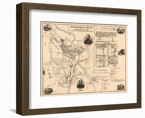 Battle of Stones River - Civil War Panoramic Map-Lantern Press-Framed Art Print