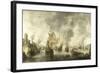 Battle of the Combined Venetian and Dutch Fleets Against the Turks in the Bay of Foya-Abraham Beerstraten-Framed Art Print