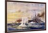 Battle of the Falkland Islands the Light Cruiser Kent Sinks the German Cruiser Nurnberg-Charles J. De Lacy-Framed Art Print