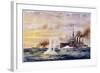 Battle of the Falkland Islands the Light Cruiser Kent Sinks the German Cruiser Nurnberg-Charles J. De Lacy-Framed Art Print