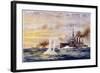 Battle of the Falkland Islands the Light Cruiser Kent Sinks the German Cruiser Nurnberg-Charles J. De Lacy-Framed Art Print