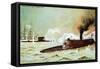 Battle Of The Monitor And Merrimac Tobacco Card-null-Framed Stretched Canvas