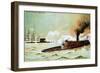 Battle Of The Monitor And Merrimac Tobacco Card-null-Framed Art Print