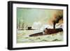 Battle Of The Monitor And Merrimac Tobacco Card-null-Framed Art Print