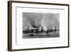 Battle of the 'Monitor' and the 'Merrimack, Hampton Roads, Virginia, 9 March 1862 (1862-186)-J Davies-Framed Giclee Print