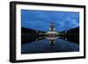 Battle of the nations monument, Leipzig by the blue hour, water reflection-UtArt-Framed Photographic Print