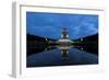 Battle of the nations monument, Leipzig by the blue hour, water reflection-UtArt-Framed Photographic Print