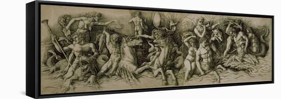 Battle of the Sea Gods-Andrea Mantegna-Framed Stretched Canvas