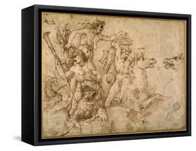 Battle of the Tritons, after Anrea Mantegna-Raphael-Framed Stretched Canvas