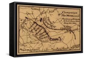 Battle of the Wilderness - Civil War Panoramic Map-Lantern Press-Framed Stretched Canvas