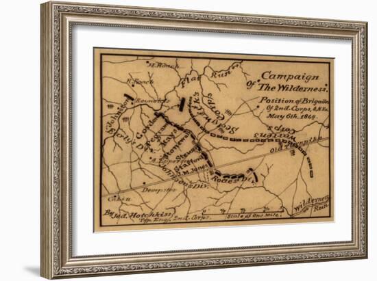 Battle of the Wilderness - Civil War Panoramic Map-Lantern Press-Framed Art Print