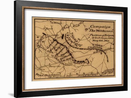 Battle of the Wilderness - Civil War Panoramic Map-Lantern Press-Framed Art Print