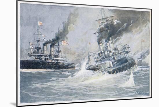 Battle of Tsushima Strait the Sinking of the Russian Battleship Navarin-C. Schon-Mounted Art Print