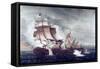 Battle of U.S.S. Constitution and H.M.S. Guerriere, War of 1812-Thomas Birch-Framed Stretched Canvas