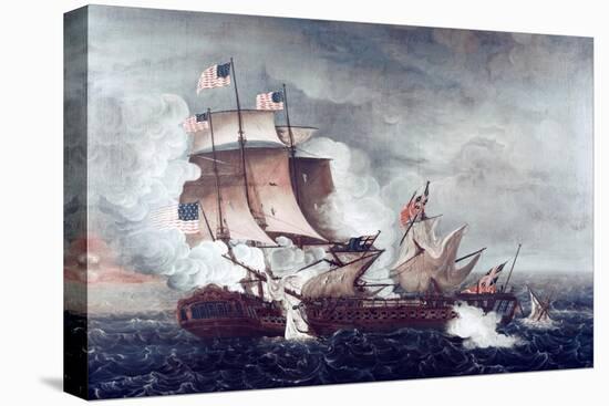 Battle of U.S.S. Constitution and H.M.S. Guerriere, War of 1812-Thomas Birch-Stretched Canvas