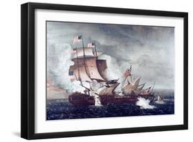 Battle of U.S.S. Constitution and H.M.S. Guerriere, War of 1812-Thomas Birch-Framed Giclee Print