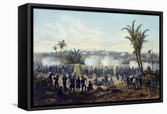 Battle of Veracruz, General Scott's Troops Attacking and Capturing City, 1847-Carl Nebel-Framed Stretched Canvas