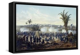 Battle of Veracruz, General Scott's Troops Attacking and Capturing City, 1847-Carl Nebel-Framed Stretched Canvas