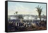 Battle of Veracruz, General Scott's Troops Attacking and Capturing City, 1847-Carl Nebel-Framed Stretched Canvas