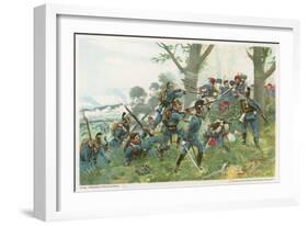 Battle of Worth: Bavarians Against Spahis in a Woodland Setting-R Knoetel-Framed Art Print
