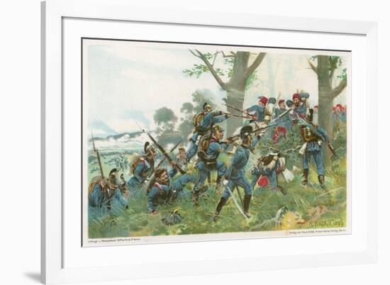 Battle of Worth: Bavarians Against Spahis in a Woodland Setting-R Knoetel-Framed Premium Giclee Print