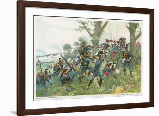 Battle of Worth: Bavarians Against Spahis in a Woodland Setting-R Knoetel-Framed Premium Giclee Print