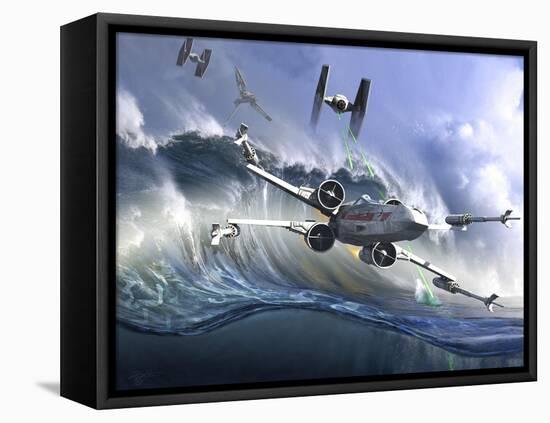 Battle on the Fictional Ocean Planet of Kamino-Stocktrek Images-Framed Stretched Canvas