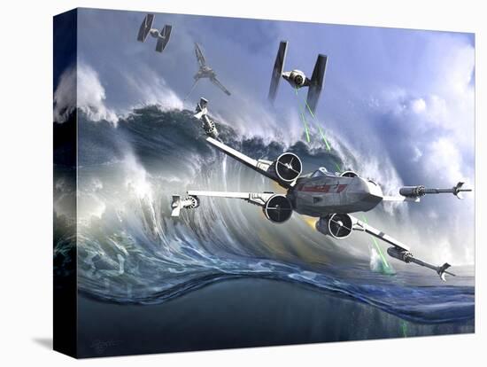 Battle on the Fictional Ocean Planet of Kamino-Stocktrek Images-Stretched Canvas