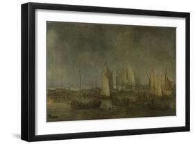 Battle on the Slaak Between the Dutch and Spanish Fleets in the Night of 12-13 September-Simon de Vlieger-Framed Art Print