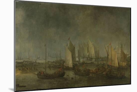 Battle on the Slaak Between the Dutch and Spanish Fleets in the Night of 12-13 September-Simon de Vlieger-Mounted Art Print