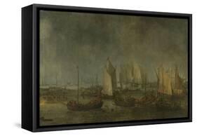 Battle on the Slaak Between the Dutch and Spanish Fleets in the Night of 12-13 September-Simon de Vlieger-Framed Stretched Canvas