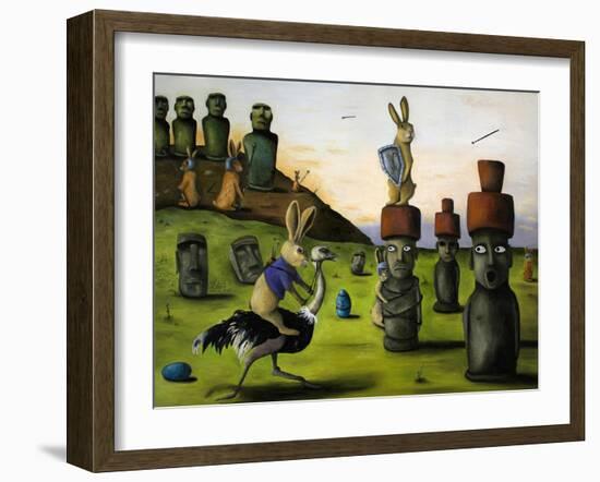 Battle over Easter Island-Leah Saulnier-Framed Giclee Print