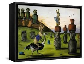 Battle over Easter Island-Leah Saulnier-Framed Stretched Canvas