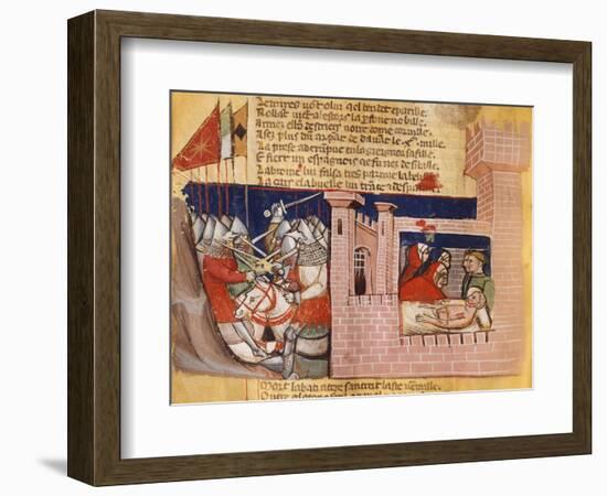 Battle Raging Outside a Fortress While Inside They Try to Treat the Wounded-null-Framed Giclee Print