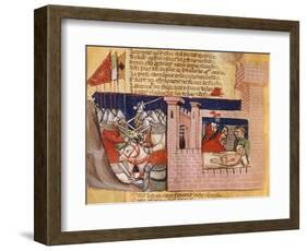 Battle Raging Outside a Fortress While Inside They Try to Treat the Wounded-null-Framed Giclee Print