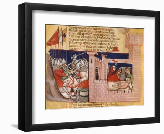 Battle Raging Outside a Fortress While Inside They Try to Treat the Wounded-null-Framed Giclee Print