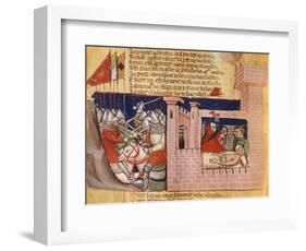 Battle Raging Outside a Fortress While Inside They Try to Treat the Wounded-null-Framed Giclee Print