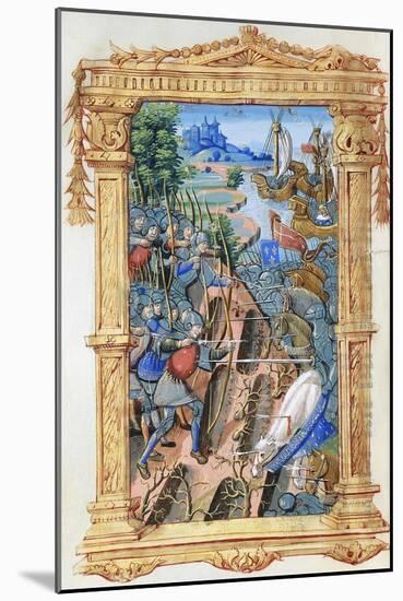 Battle Scene Between Archers and Cavalry, with Castle and Ships, C.1495-1500-null-Mounted Giclee Print