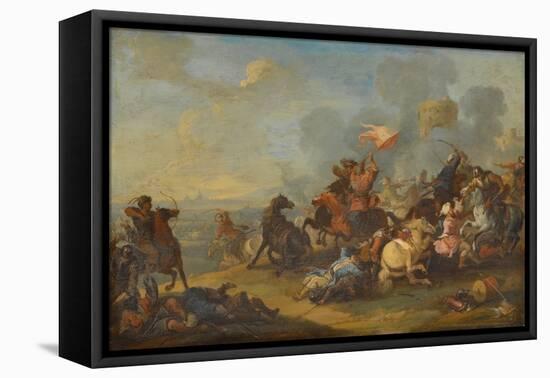 Battle Scene between Christians and Saracens (Oil on Panel)-Francesco Giuseppe Casanova-Framed Stretched Canvas