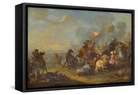 Battle Scene between Christians and Saracens (Oil on Panel)-Francesco Giuseppe Casanova-Framed Stretched Canvas
