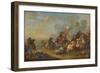 Battle Scene between Christians and Saracens (Oil on Panel)-Francesco Giuseppe Casanova-Framed Giclee Print